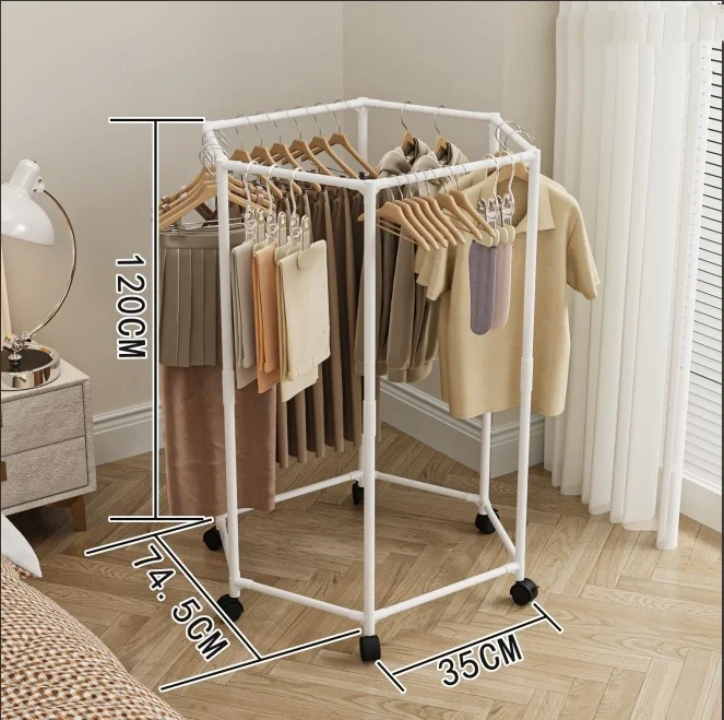 Organizador Móvil Hexagonal para Ropa con Ruedas