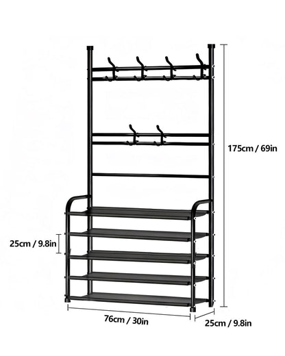 Vestidor Multifuncional con Zapatera y Perchero Metálico